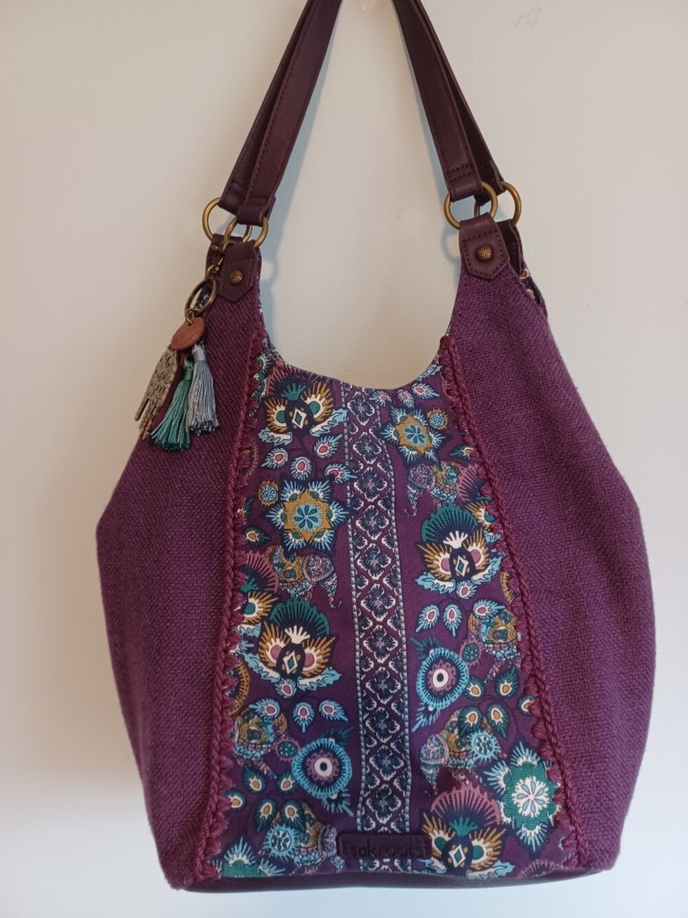 SakRoots - The Sak Bag Purse Violet Canvas World Shopper Handbag